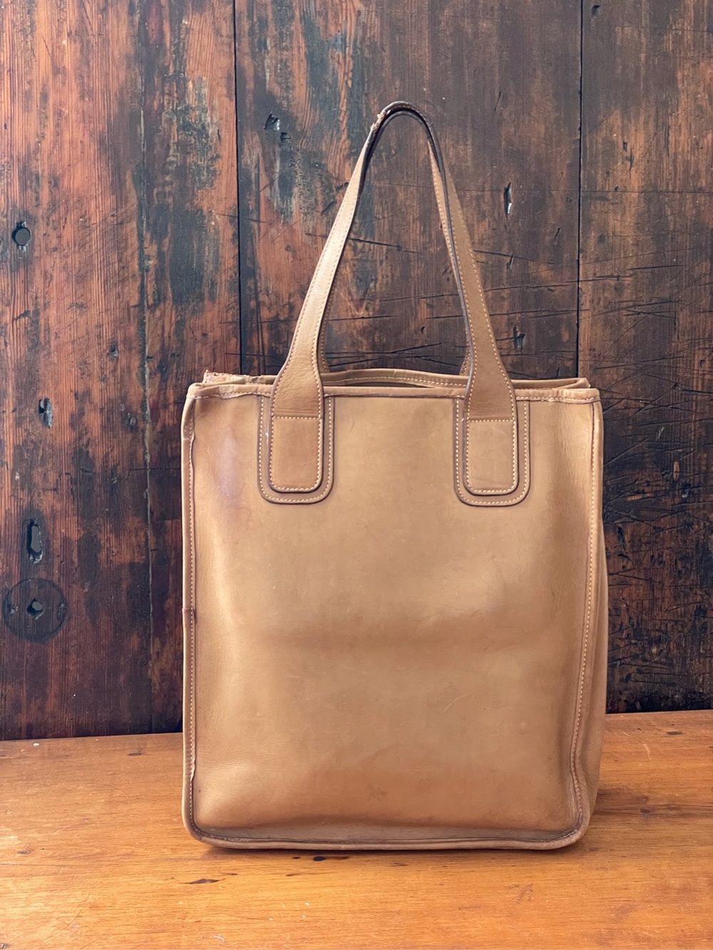 Rare Pre-1978 Ghurka Marley Hodgson Tan Leather Tote Bag No Date Code Shopper US